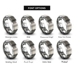 font options for inside engraving on grey aromantic flag rings