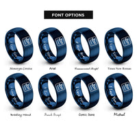 font options for inside engraving on blue arrival icon rings