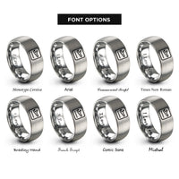 font options for inside engraving on gray arrival icon rings
