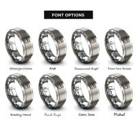 font options for inside engraving on silver arrival icon rings