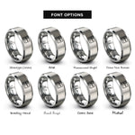 font options for inside engraving on gray arrival icon rings