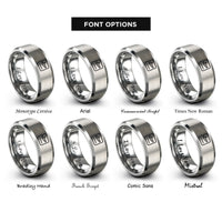 font options for inside engraving on gray arrival icon rings