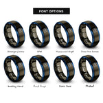 font options for inside engraving on gunmetal & blue arrival icon rings
