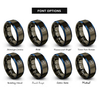 font options for inside engraving on gunmetal & blue arrival icon rings