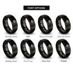 font options for inside engraving on black arrow band rings
