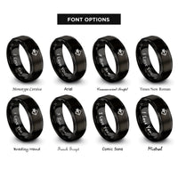 font options for inside engraving on black arrow band rings