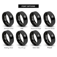 font options for inside engraving on black arrow band rings