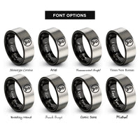 font options for inside engraving on black & gray arrow circle rings