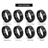 font options for inside engraving on black arrow circle rings