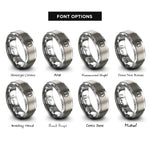 font options for inside engraving on grey arrow circle rings