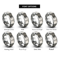 font options for inside engraving on gray arrow circle rings