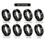 font options for inside engraving on black & gray arrow fletching nock rings
