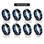 font options for inside engraving on blue & silver arrow fletching nock rings