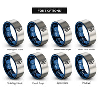 font options for inside engraving on blue & gray arrow fletching nock rings