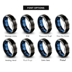 font options for inside engraving on black & blue & gray arrow hit rings