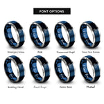 font options for inside engraving on blue & grey arrow keys rings