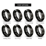 font options for inside engraving on black & silver arrow line rings