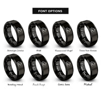 font options for inside engraving on black arrow line rings