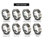 font options for inside engraving on grey arrow line rings