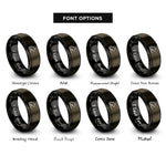font options for inside engraving on gunmetal & black arrow line rings