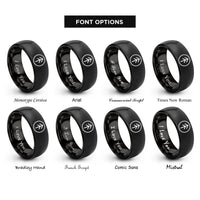 font options for inside engraving on black arrow marker rings