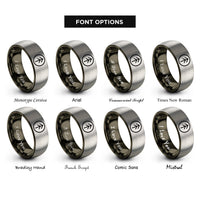 font options for inside engraving on gunmetal & gray arrow marker rings