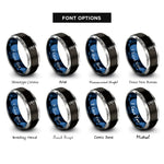 font options for inside engraving on black & blue & gray arrow nock string rings