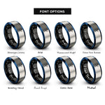 font options for inside engraving on black & blue & gray arrow nock string rings