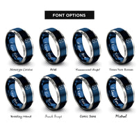 font options for inside engraving on blue & gray arrows shield rings