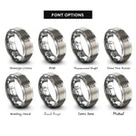 font options for inside engraving on grey arrows shield rings