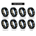 font options for inside engraving on gunmetal & blue arrows shield rings