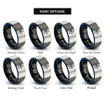 font options for inside engraving on black & blue & gray artemis bow rings