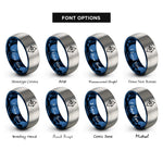 font options for inside engraving on blue & gray artemis bow rings