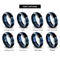 font options for inside engraving on blue & grey artemis bow rings