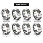 font options for inside engraving on silver artemis bow rings