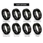 font options for inside engraving on black articulated robot arm rings