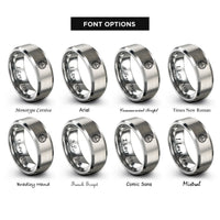 font options for inside engraving on silver artificial horizon rings