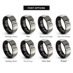 font options for inside engraving on black & gray artist palette brush rings