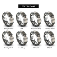 font options for inside engraving on gray artist palette brush rings