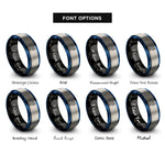 font options for inside engraving on black & blue & grey artistic skater spin rings