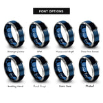 font options for inside engraving on blue & gray artistic skater spin rings