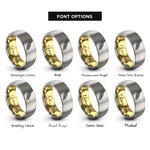 font options for inside engraving on gold & grey aruba rings