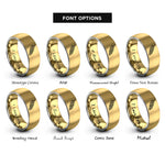 font options for inside engraving on gold & grey aruba rings