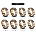 font options for inside engraving on rose gold aruba rings
