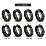 font options for inside engraving on black & grey ascendant rings