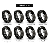 font options for inside engraving on black & grey ascendant rings