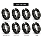 font options for inside engraving on black & grey asclepius heart rings
