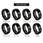 font options for inside engraving on black asclepius heart rings