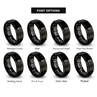 font options for inside engraving on black asclepius heart rings
