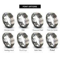 font options for inside engraving on grey asclepius heart rings